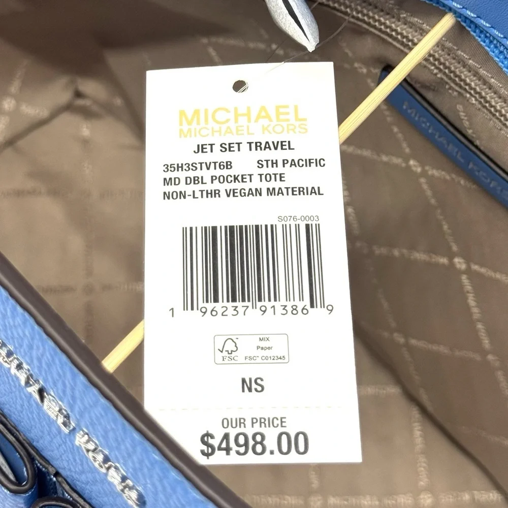 Michael Kors Jet Set Medium Pocket Tote Bag South Pacific Blue